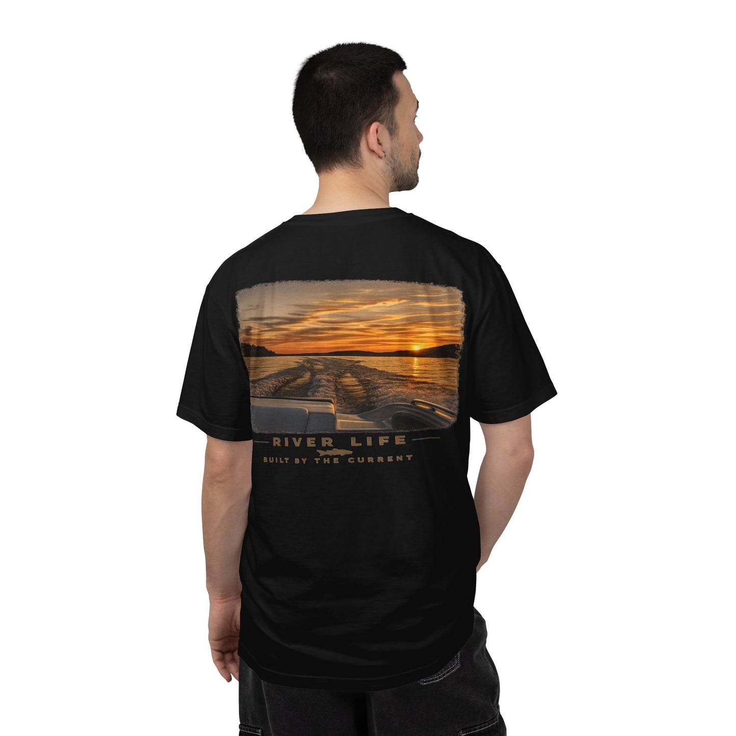 River Life T-Shirt — Sunset Boating Graphic Tee