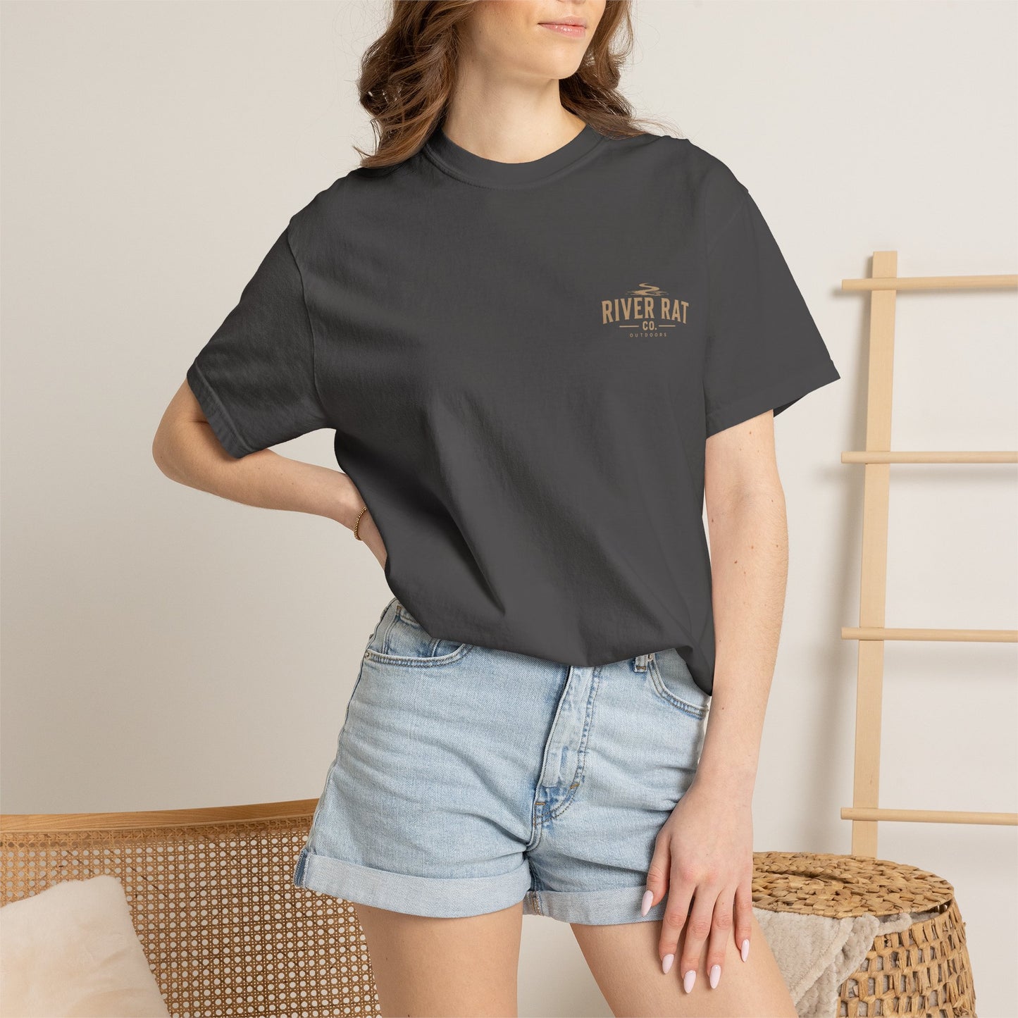 Downriver 'River Rat Co.' Fishing T-Shirt — Vintage Fish & Sunset Graphic