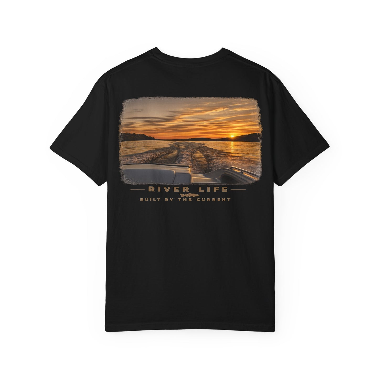 River Life T-Shirt — Sunset Boating Graphic Tee