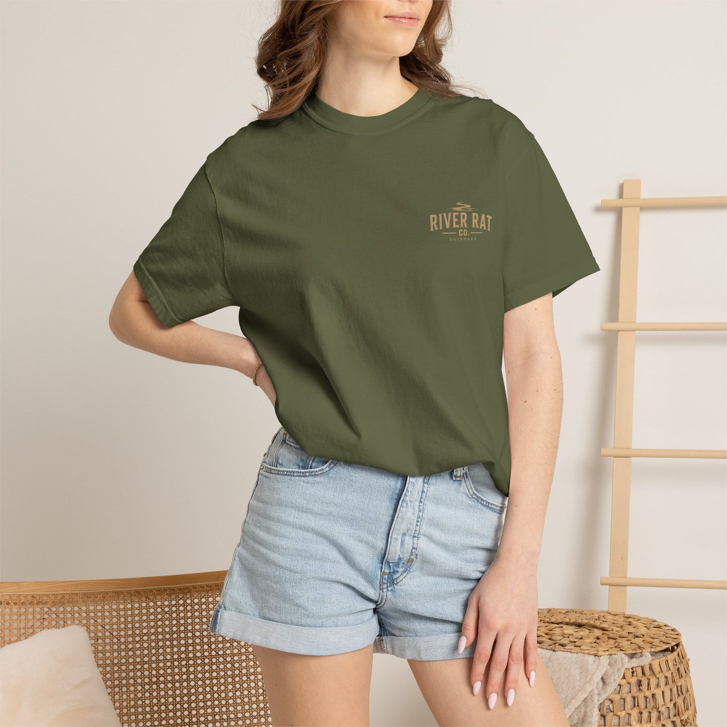 Downriver 'River Rat Co.' Fishing T-Shirt — Vintage Fish & Sunset Graphic